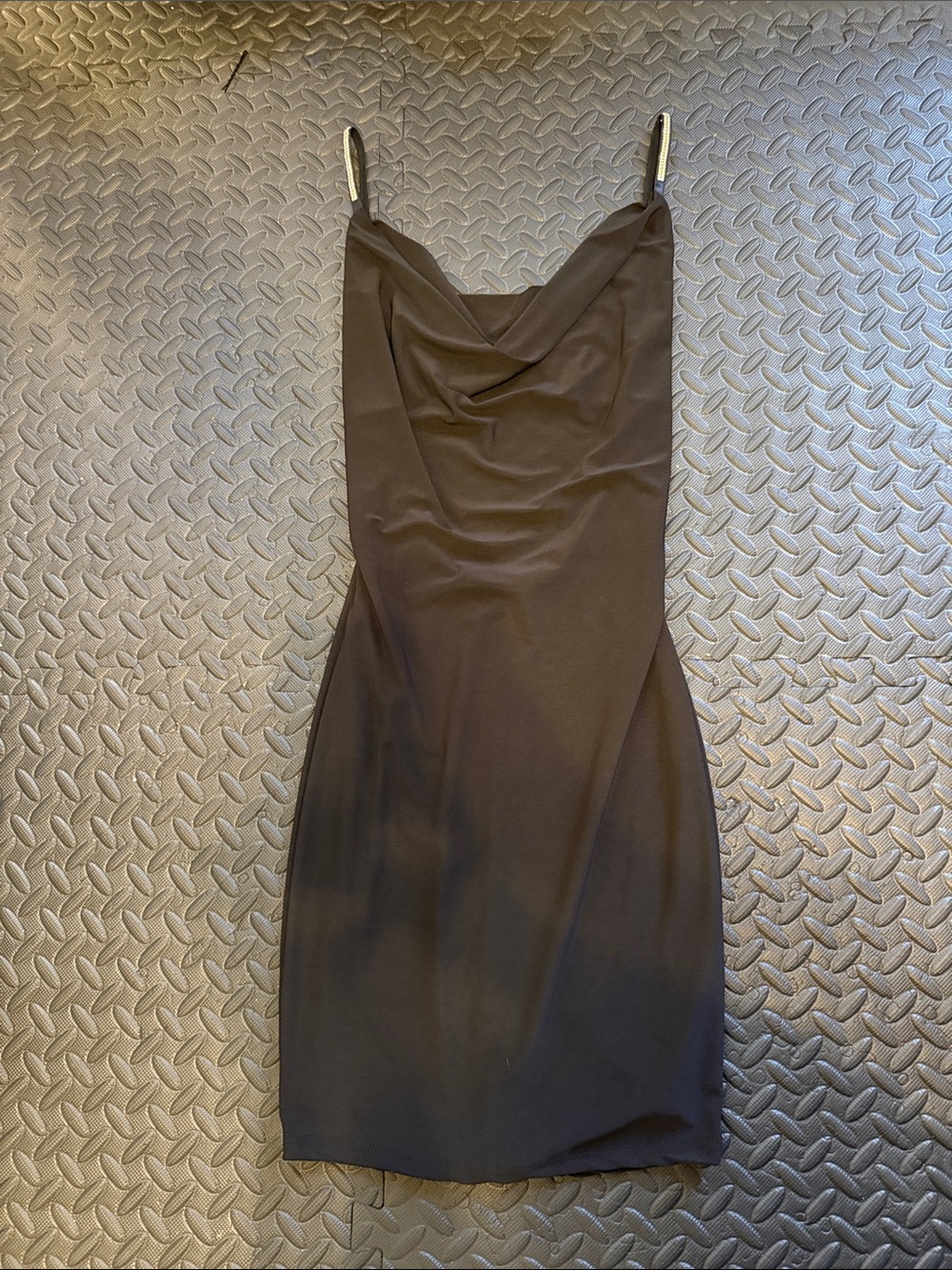Akira Classic Black Cowl Neck/ Low Back Mini Dress